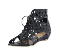 Cocila Sandales Femme Été Confortable Chaussures Creuses Dames Rétro Fermeture Éclair Dehors Pour Femmes Occasionnelles Talon Sandals Pied Large Sandale Nue Ete Sandalette Plates Semelles Le noir 42