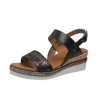 Cocila Sandales Femmes Confort Mesdames Fashion Lines Imprimer Cuir Bout Ouvert Boucle Talon Pente Semelle ÉPaisse chaussure Femmes ete chic Compensées Chaussure Antidérapantes Sandales