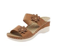 Cocila Sandales Femmes éTé Confortable Pour Chaussures Romaines DéContractéEs Fleurs Bouche De Poisson CompenséEs BohèMes (Brown 37) Sandales Et Mules Pour Femmes Talon OrthopéDiques