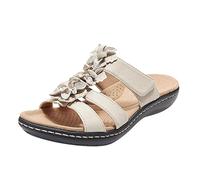 Cocila Sandales Femmes Orthopédiques Été Confortables Compensées En Cuir De Vache Slingback Sangle Dames ign Classique Plates Chaussures Et Mules Pour Femme Chaussons Chaussure Ete Beige 38