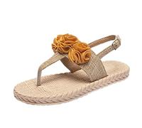 Cocila Sandales Femmes Style Barefoot LéGer Chaussure Plat String Fleur En Plein BohèMe Plage (Yellow 37) Claquettes Femmes Orthopedique SoiréE Black Mules Shoes For Women D Ete Pied Large