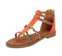 Cocila Sandales Femmes Style Barefoot LéGer Plates Pour BohèMes DéContractéEs De Plage Tongs (Orange 39) Chaussure Confortable Femmes Claquette Black Mid Heel Shoes Women Chaussure Piscine