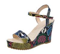 Cocila Sandales OrthopéDique Femmes Cuir Poisson Bouche Talon Compensé Plate RéTro Boucle Chaussure d'été Femmes Confort Sabot Plastique Naturel Sandales Pied Large Orthopédique Chaussure