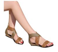 Cocila Sandales Randonnee Femmes Weave Heel Shoes Zipper Sandals Casual Beach Roman Sandales Femmes Chaussures Randonnée Chaussure Orthopédique Antidérapante Méduses Pied Large Pieds