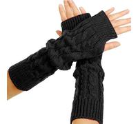 Cocila Sans Doigts Tricotés De Couleur Unie Chauds Et À La Pour Hommes Femmes Hiver Mitaines Souples Poignet Gant Doigt Homme Mitaine Femme Noir Laine Gants Longue Cachemire Arthrose Main