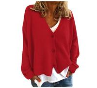 Cocila Soild Cardigan à Boutonnage Femmes Pour Manteau Dames (Red Xl) Veste En Jeans Veste Ete Bi Matiere Chaude Blouson Hiver Noir Manteaux Et Blousons Printemps Doudoune Mi Longue