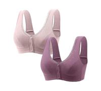 Cocila Soutien-Gorge sans pour Femmes Confort Et Couverture De Sport Femmes Boutons-Pression sur Le Devant Fil Beauté du Complète Confortable Fermeture Facile Brassiere Running Femme Or Rose L