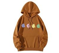 Cocila Sweat À Capuche Décontracté Manches Longues Imprimé Dinosaure Col Rond Ample Pull Veste Sport Femme Longue Vestes Chaud Hiver Oversized Hoodie Chemise Gilet De Vetement A Running Zippé Brun S