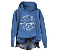 Cocila Sweat À Capuche Décontracté Manches Longues suis Pas Allé Partout mais C'est sur Ma Liste Chemises Graphiques Drôles Chemise -Shirt Léger Gilet Femme Pull A Veste Longue Zippée Shirt Bleu M