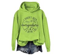 Cocila Sweat À Capuche Décontracté Manches Longues suis Pas Allé Partout mais C'est sur Ma Liste Chemises Graphiques Drôles Chemise -Shirt Léger Veste D Hiver Femme Gilet avec Sweat-Shirt Pull Vert M