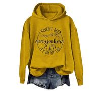 Cocila Sweat À Capuche Décontracté Manches Longues suis Pas Allé Partout mais C'est sur Ma Liste Chemises Graphiques Drôles Chemise -Shirt Léger Veste D Hiver Femme Shirt Automne Vêtements A Jaune S