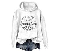 Cocila Sweat À Capuche Décontracté Manches Longues suis Pas Allé Partout mais C'est sur Ma Liste Chemises Graphiques Drôles Chemise -Shirt Léger Pull Automne Femme Sweat-Shirt pour Shirt Blanc M