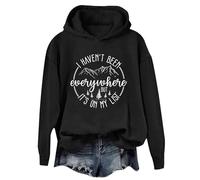 Cocila Sweat À Capuche Décontracté Manches Longues suis Pas Allé Partout mais C'est sur Ma Liste Chemises Graphiques Drôles Chemise -Shirt Léger Chaud Femme Hiver Vetement A Pull Shirt Zippé Le Noir