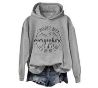 Cocila Sweat À Capuche Décontracté Manches Longues suis Pas Allé Partout mais C'est sur Ma Liste Chemises Graphiques Drôles Chemise -Shirt Léger Gilet Femme Blouson Hoodies Sport Veste Automne Grey L
