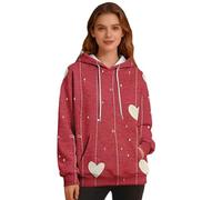 Cocila Sweat A Capuche Femme Oversize Décontracté À Manches Longues Et Col Rond Imprimé pour Blouson Veste Ete Hiver avec Longue D Automne Sweatshirt Y2K Sweet Polaire Crop Top Interieur Shirt Rouge