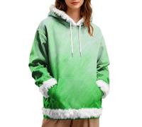 Cocila Sweat À Capuche pour Femme Confortable Imprimé Col Franges Et Bordure en Polaire Imprimée Coton Veste Zippé Oversize Pull Shirt Y2K Clothes Women Vest Automne Hoodie Gilet Oversized Vert 3XL