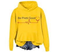 Cocila Sweat À Capuche Tendance d'automne pour Femme Décontracté « Soyez Bon » Unisexe Pull Automne Pulls A Shirt Veste Chaud Hiver en Chaude Grande Taille Polaire Longue D Zippé Jaune 3XL