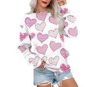 Cocila Sweat Femme Saint Valentin À Manches Longues Imprimé Mignon Et Décontracté pour Tshirt Manche Longue Haut sans Capuche Hauts Sweatshirt for Women Übergröße Les Fetes Tenue Sexy Lp1 XL
