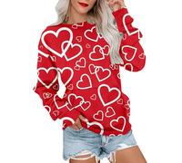 Cocila Sweat Femme Saint Valentin À Manches Longues Imprimé Mignon Et Décontracté pour Tshirt Manche Longue Haut sans Capuche Hauts Sweatshirt for Women Übergröße Les Fetes Tenue Sexy Lp2 S