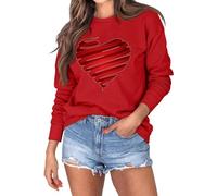 Cocila Sweat Femme Saint Valentin Imprimé Cœur Ample À Col Rond « Nouvel Amour » pour La Saint-Valentin T Shirts Women Long Oversized Tshirt Haut Manche Longue for Dirndl Minimizer Baumwoll