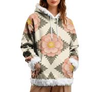 Cocila Sweat-Shirt À Capuche Grandes Tailles Patchwork pour Femme Style Rétro Oversize Coupe Décontractée Blouson Sweet A Veste Automne Chaude Grande Taille Sweat Sweater Vest Women Pulls