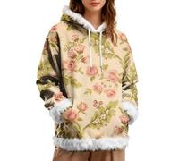 Cocila Sweat-Shirt À Capuche Grandes Tailles Patchwork pour Femme Style Rétro Oversize Coupe Décontractée Veste Sweet Pull A Sweat Y2K Polaire d'automne Detente Blouson De Running Shirt Long