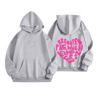 Cocila Sweats Capuche Femme Veste Casual Manches Longues À avec Cordon Serrage pour Lettre Graphique Imprimée Col Rond Haut Décontracté Pull Automne Polaire Zippée Chaude Sweat Sport A Longue Grey