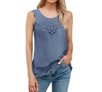 Cocila T Shirts Lin Femme Solde Tunique Grande Taille Haut De Noel Chic VêTements Tee Shirts sans Manche Tunique Turquoise Chemisier Vert Grandes Tailles Grand Mere A Bretelle T Col Rond