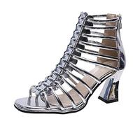 Cocila Talons Hauts Femmes Sandales Ouvertes Couleur Unie Cuir Mince Ceinture Combinaison Creux Fermeture éClair éPais à Talon Femmes Sexy Talon Noir Chaussure OrthopéDique Compensee