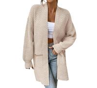 Cocila Tenues d'automne 2025 pour Femmes : Cardigan Rayé à Manches Longues Et Ouvert sur Le Devant Pull en Grosse Manteau Veste Noire SerréE (Beige L) Veste Noire Femmes Rose Militaire Femme