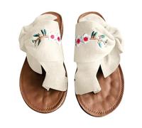 Cocila Tong Femme Été Chaussures De Plage Et Piscine D'Été Pour Femmes Nouvelles Sandales À Talons Tendance Européenne Pantoufles Nœud Chaussure D Ete Sandale Orthopédique Tongs Orthopedique Beige 39