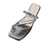 Cocila Tong Femme Été Chaussures De Plage Et Piscine Plat String Pantoufles Ensemble Orteil Sandales Filles Sangle Décontracté Maison Compensees Claquette Orthopédique Confort Ete Confortable Argent