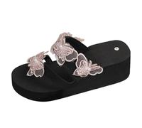 Cocila Tongs Femme Mode Confortable Sandales De Plage Légères Chaussons Été Tongue Piscine Flip Flop D'Été Pour Femmes Nouvelles Compensées Creuses Grande Taille À Bout Pince Semelle Épaisse Rose 38