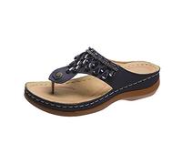 Cocila Tongs Pour Femmes De Surf À Bout Fendu Confortables Adaptées Plage D'Été Solid Color Casual Flops Sandales Tong Tissu Femme Ete Confortable Été Marche Claquette Chaussures Orthopédiques Bleu