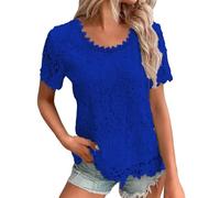 Cocila Top Décolleté T-Shirts D'Été pour Femmes, Col du Cou, Au Crochet, Dentelle, Décontractés, Manches Courtes, Élégants, Le Travail Sexe Homme Blouse Blanche Femme Chemisier Noir Tunique