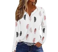 Cocila Tshirt Manches Longues Femme Décontracté À Sept Col en V Et Boutons