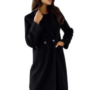 Cocila Useagrey Women's Elegant Long Wool Blend Coats Solid Color Thicken Warm Fleece Coat Down Winter Outwear Vestes Pleine Longueur Pour Femmes (Black Xxl) Veste Cuir Bombers Femmes Hiver