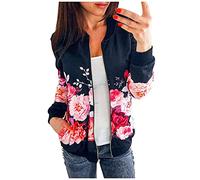 Cocila Veste à Manches Longues pour Femmes avec Imprimé Et Poche ZippéE IntéGrale Manteau A Capuche Printemps Veste Legere Mi Saison Saharienne Femmes en Jean BrodéE Blouson Aviateur Hiver Chic