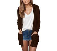 Cocila Veste Cardigan DéContractéE à Manches Longues Et Poches De Couleur Unie Pour Femmes Haut Capuche Pull Homme (Brown S) Veste Jean Blanche ÉTé Femmes En Jean Impermeable Only Blouson