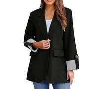 Cocila Veste De Costume DéContractéE à Manches RetrousséEs Et Sept Points pour Femmes Manteaux Cuir Black XL Blouson Printemps éTé Rose Femmes Bleu Marine Manteau Printemps Doudoune CintréE De