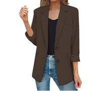 Cocila Veste DéContractéE pour Femmes Poches Manches Longues Bouton Ouvert sur Le Devant De Travail à Manteau Marron Bomber Blouson Printemps ÉTé Brune Bomber Courte Blanche en Cuir