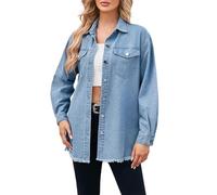 Cocila Veste En Jean SurdimensionnéE Pour Femmes Longue Et DéContractéE Automne Printemps Manteau Cuir Long (Bu1 Xl) Veste En Jean Beige Legere Mi Saison Chic Jeans Rouge Only