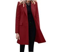 Cocila Veste Femme Automne/Hiver DéContractéE à Manches Longues Manteau Long De Costume Boutonnage Doudou (Red Xl) Veste Jeans Femme Manteaux Et Blousons MatelasséE LéGèRe Moto Jeans Derbies