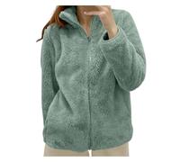 Cocila Veste Femme Sans Capuche Basic Manteau Hiver Chaud Polaire Avec Fermeture Éclair Manteaux D'Hiver Grande Taille Haut Thermique Manche Longue Col Montant Teddy Pull Poches F S