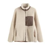 Cocila Veste Polaire Duveteuse ZippéE Pour Femmes Vestes Chaudes DéContractéEs Manteau En Peluche Avec Poches Hiver Court A Capuche (Khaki Xl) Blouson En Jean Blouson Only Ado Fille