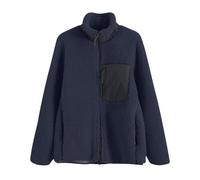 Cocila Veste Polaire Duveteuse ZippéE Pour Femmes Vestes Chaudes DéContractéEs Manteau En Peluche Avec Poches Hiver Court A Capuche (Navy Xxl) Blouson Cuir Bombers Printemps Only