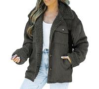 Cocila Veste Polaire éPaisse En Velours CôTelé Pour Femmes Couleur Unie Col Peluche Hiver Manteau Cire (Grey Xxl) Veste Printemps Simili Cuir Only Chic Taille 46 Doudoune Plume