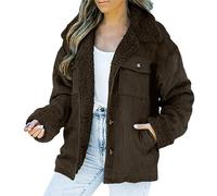 Cocila Veste Polaire éPaisse En Velours CôTelé Pour Femmes Couleur Unie Col Peluche Hiver Manteau Cire (Bronze Xxl) Bomber Blouson Printemps Moto Homologué Jean Hommes Longue Mi