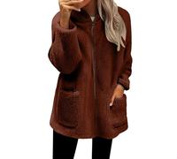 Cocila Veste Polaire Pour Femme Fermeture éClair IntéGrale Douce LéGèRe Manches Longues Capuche Avec Poches 2025 Manteau CintréE Wine M Veste Brune Femmes Demi Saison Femmes Sans Manche