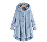 Cocila Vestes De Lit Pour Femmes Manteau Polaire Duveteux Grande Taille Veste BoutonnéE Confortable Tendance 2025 Blouson Aviateur Femmes (Sky Blue L) Jeans Veste Brune Bi